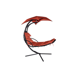 Krēsls ar saulessargu sarkans